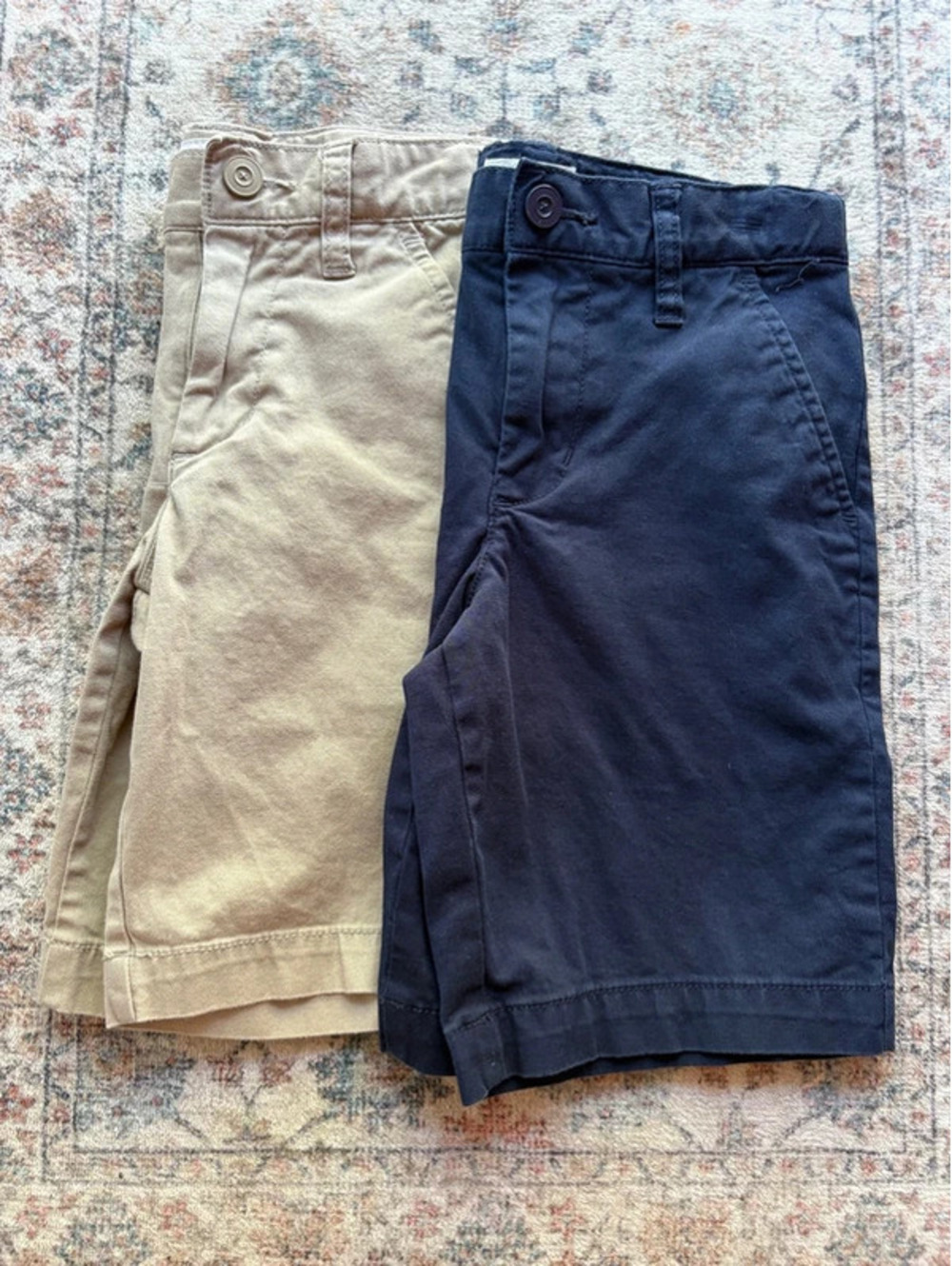Boys 5T Cat & Jack Flat Front Shorts Tan Khaki and Navy Blue